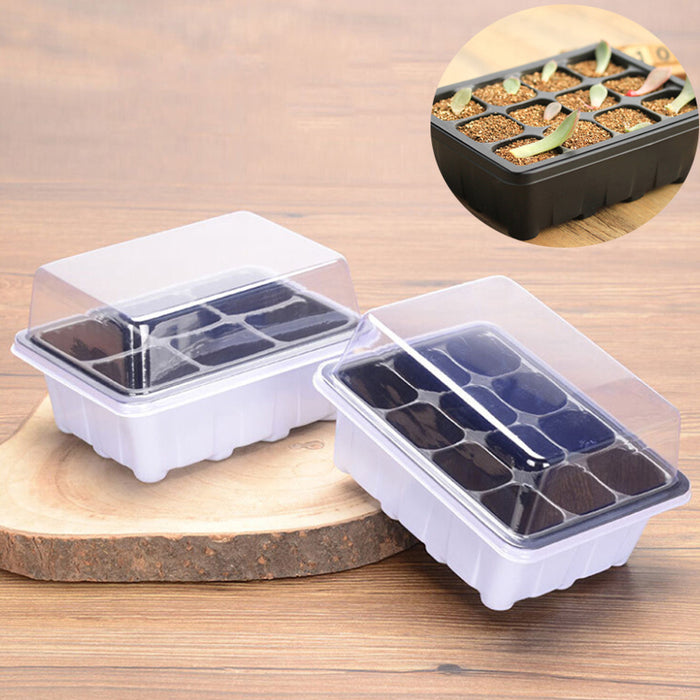 6/12 Plastic Nursery Pots Planting Seed Tray Kit Plant Germination Box with Dome and Base Garden Grow Box Gardening Supplies