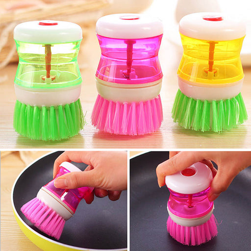 Kitchen Dish Brush With Liquid Soap Dispenser Plastic Pot Dish Cleaning Brush Home Cleaning Products Kitchen Washing Utensils