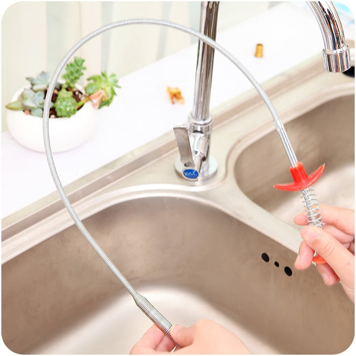 24.4 Inch Spring Pipe Dredging Tools, Drain Snake, Drain Cleaner Sticks Clog Remover Cleaning Tools Household for Kitchen Sink