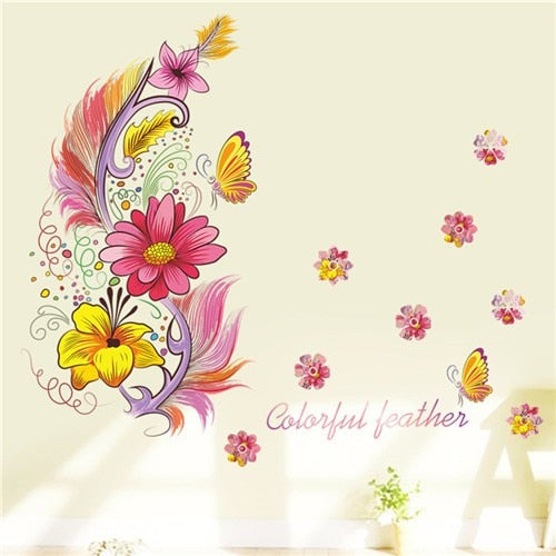 3D Vivid Feather Wall Decal