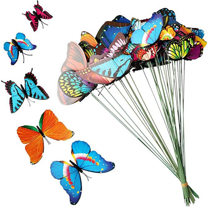 15 pcs Multicolor Simulation Butterfly Decorative Garden Pile – Outdoor Garden Decoration Flowerpot Flowerpot Party Supplies YAR