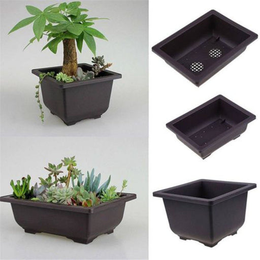 Nordic-style Flowers Bonsai Pots with Tray Plastic Balcony Square/Rectangle Plants Bowl Nursery Pots Balcony Garden Supplies