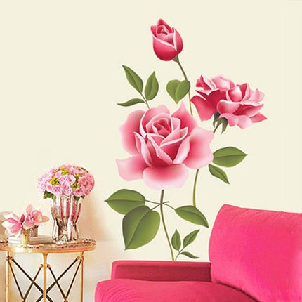 Romantic Love 3D Rose Flower Wall Stickers