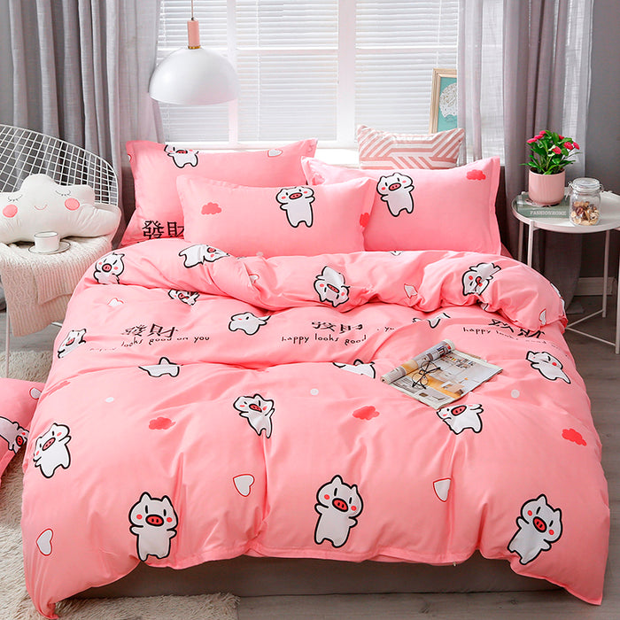 Cyan Cute Kitty Bed Sheet