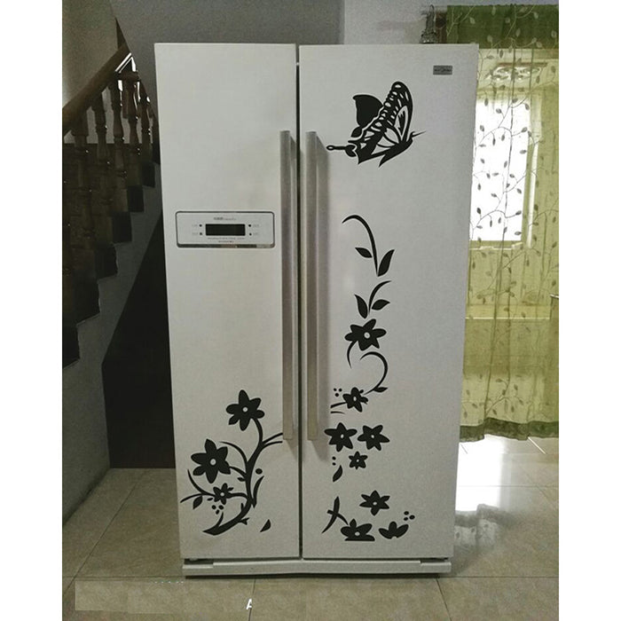 Butterfly Pattern Refrigerator Black Sticker
