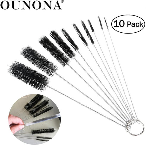 OUNONA 10pcs Nylon Multifunctional House Cleaning Brushes for Drinking Straws Clean Glasses Keyboards Cleaning Brush