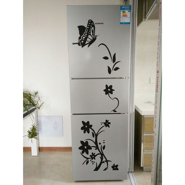 Butterfly Pattern Refrigerator Black Sticker
