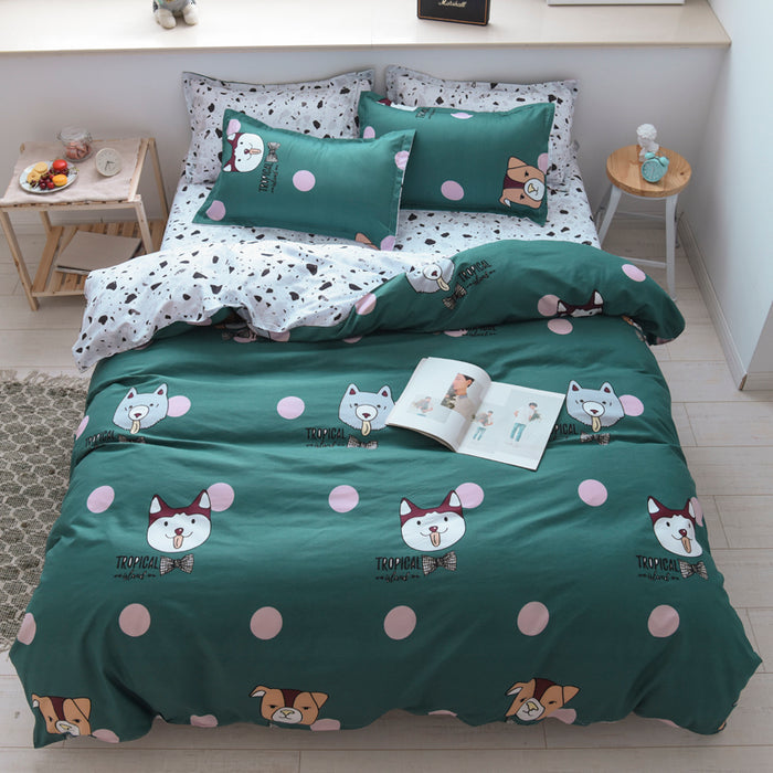 Cyan Cute Kitty Bed Sheet