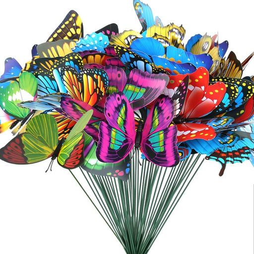 15 pcs Multicolor Simulation Butterfly Decorative Garden Pile – Outdoor Garden Decoration Flowerpot Flowerpot Party Supplies YAR